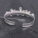 Sterling silver cuff bracelet, 'Blossom Row' - Hammered Sterling Silver Flower Cuff Bracelet