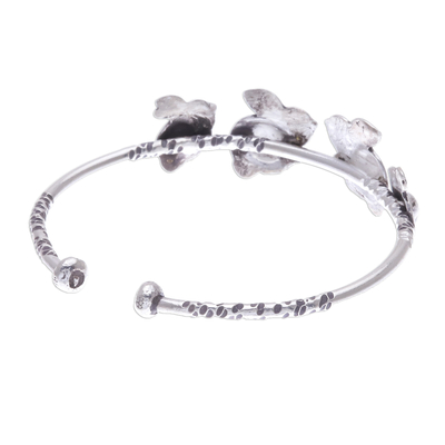 Silver cuff bracelet, 'Rabbit Family' - Rabbit Themed 950 Silver Cuff Bracelet