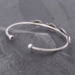 Silver cuff bracelet, 'Fish Family' - Fish Family 950 Silver Cuff Bracelet