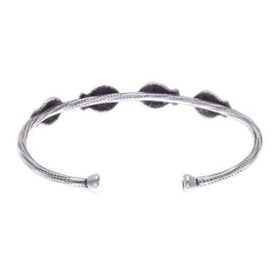 Silver cuff bracelet, 'Fish Family' - Fish Family 950 Silver Cuff Bracelet