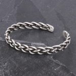 Sterling silver cuff bracelet, 'Stepping Stones' - Braided Sterling Silver Cuff Bracelet from Thailand