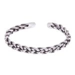 Sterling silver cuff bracelet, 'Stepping Stones' - Braided Sterling Silver Cuff Bracelet from Thailand