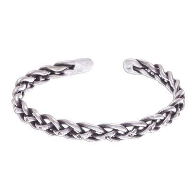 Braided Sterling Silver Cuff Bracelet from Thailand