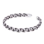 Sterling silver cuff bracelet, 'Stepping Stones' - Braided Sterling Silver Cuff Bracelet from Thailand