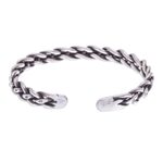 Sterling silver cuff bracelet, 'Stepping Stones' - Braided Sterling Silver Cuff Bracelet from Thailand