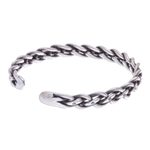 Sterling silver cuff bracelet, 'Stepping Stones' - Braided Sterling Silver Cuff Bracelet from Thailand