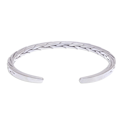 Brazalete de plata esterlina - Elegante brazalete trenzado de plata esterlina