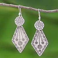 Sterling silver dangle earrings, 'Karen Arrow' - Karen Hill Tribe Style Sterling Silver Earrings