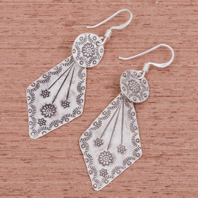 Sterling silver dangle earrings, 'Karen Arrow' - Karen Hill Tribe Style Sterling Silver Earrings
