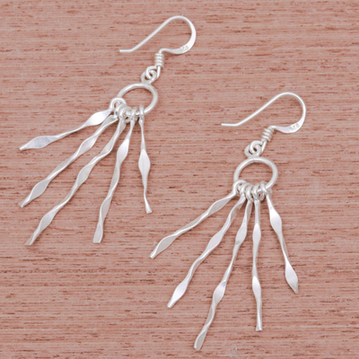 Sterling silver dangle earrings, 'Wisp' - Unique Sterling Silver Dangle Earrings
