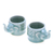 Tazas de té de cerámica Celadon, (par) - Tazas de té con tema de elefante de cerámica celadón aguamarina (par)
