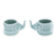 Celadon ceramic teacups, 'Elephant Essence in Aqua' (pair) - Aqua Celadon Ceramic Elephant Themed Teacups (Pair)