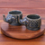 Tazas de té de cerámica Celadon, (par) - Tazas de té de elefante de cerámica celadón marrón hechas a mano (par)