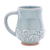 Celadon ceramic mug, 'Elephant Walk' - Crackled Finish Aqua Elephant Themed Celadon Mug