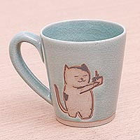Celadon ceramic mug, Just For You