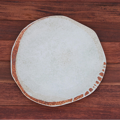 Plato de cerámica - Plato Cerámica Marrón Y Blanco Tonos Tierra