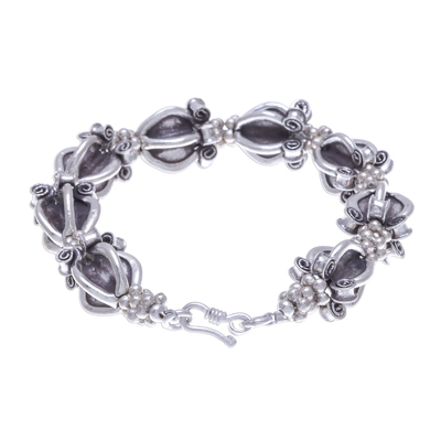 Silver beaded bracelet, 'Ornate Baubles' - Ornate 950 Silver Hill Tribe Style Beaded Bracelet
