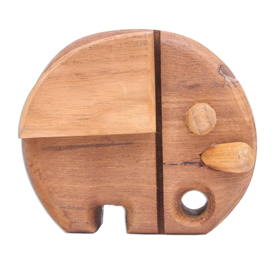 Estatuilla de madera (4,5 pulgadas) - Estatuilla de elefante de madera con acabado natural (4,5 pulgadas)