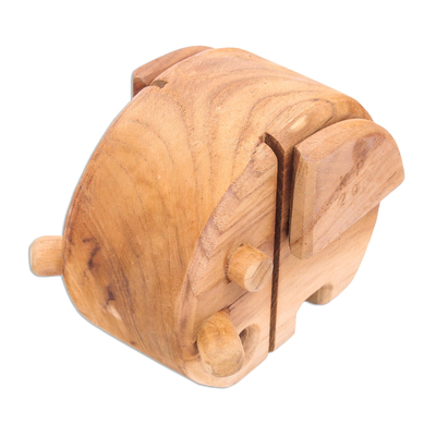 Estatuilla de madera (4,5 pulgadas) - Estatuilla de elefante de madera con acabado natural (4,5 pulgadas)