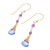 Gold plated kyanite and amethyst dangle earrings, 'Ocean Tears' - 24 Gold Plated Kyanite and Amethyst Earrings