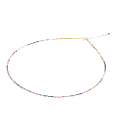 Halskette mit Turmalinperlen und Goldakzenten - Halskette aus 24-karätigem Gold und Turmalinperlen