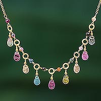 Tourmaline waterfall necklace, Colorful Array