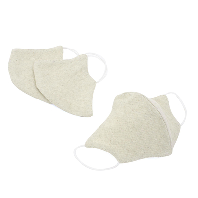 Hemp and cotton face masks, 'Subtle Nature' (set of 3) - Set of 3 Artisan Crafted Neutral Hemp and Cotton Face Masks