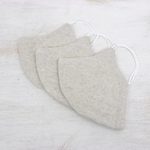 Hemp and cotton face masks, 'Subtle Nature' (set of 3) - Set of 3 Artisan Crafted Neutral Hemp and Cotton Face Masks