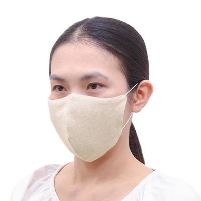 Hemp and cotton face masks, 'Subtle Nature' (set of 3) - Set of 3 Artisan Crafted Neutral Hemp and Cotton Face Masks