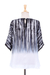 Cotton batik blouse, 'Black Rain' - Black and White Cotton Batik Blouse
