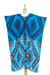 Cotton batik caftan, 'Thai Diamonds' - Peacock Blue Diamond Print Batik Caftan Dress (image 2a) thumbail