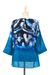 Cotton batik blouse, 'Lanna Melange in Blue' - 100% Cotton Women's Batik Blouse in Blue (image 2c) thumbail