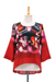Cotton batik blouse, 'Lanna Melange in Red' - Red Batik Abstract Print Cotton Blouse (image 2a) thumbail