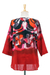 Cotton batik blouse, 'Lanna Melange in Red' - Red Batik Abstract Print Cotton Blouse (image 2d) thumbail