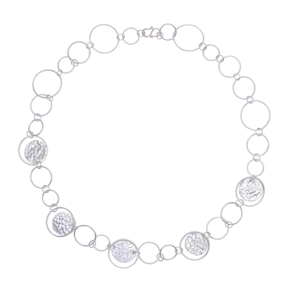 Silver link necklace, 'Outer Galaxy' - Stylish Hammered 950 Silver Link Necklace