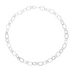Long silver link necklace, 'Lanna Links' - Extra Long 950 Silver Hammered Link Necklace