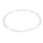 Long silver link necklace, 'Lanna Links' - Extra Long 950 Silver Hammered Link Necklace