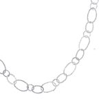 Long silver link necklace, 'Lanna Links' - Extra Long 950 Silver Hammered Link Necklace
