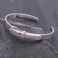 Sterling silver cuff bracelet, 'Fashion Forward' - Polished Sterling Silver Belt Style Cuff Bracelet