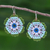 Beaded dangle earrings, 'Lanna Bloom in Green and Blue' - Green and Blue Beaded Flower Dangle Earrings