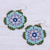 Perlenohrringe - Grüne und blaue Perlen-Blumen-Ohrringe
