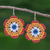 Beaded dangle earrings, 'Lanna Bloom in Red and Orange' - Red and Orange Beaded Flower Dangle Earrings (image 2) thumbail