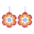 Beaded dangle earrings, 'Lanna Bloom in Red and Orange' - Red and Orange Beaded Flower Dangle Earrings thumbail