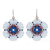 Beaded dangle earrings, 'Lanna Bloom in White and Blue' - White and Blue Beaded Flower Dangle Earrings