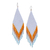 Beaded waterfall earrings, 'Lanna Waterfall in Orange' - White and Orange Long Beaded Waterfall Earrings