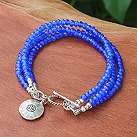 Pulsera con cuentas de cuarzo, 'Ever Blue' - Pulsera con cuentas de plata 950 y cuarzo azul