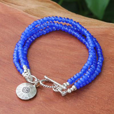 Quartz beaded bracelet, Ever Blue