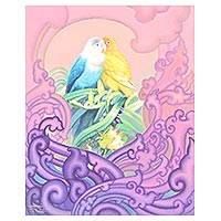 'Heaven' - Dreamy Acrylic Painting of Lovebirds in Heaven