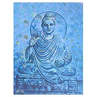 „Göttlichkeit“ – Originales Buddha-Gemälde aus Acryl auf Leinwand