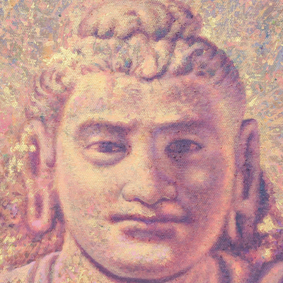 'Konzentration' - Signiertes Acryl-auf-Leinwand-Gemälde von Buddha